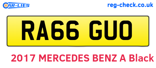 RA66GUO are the vehicle registration plates.