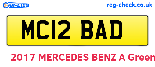 MC12BAD are the vehicle registration plates.