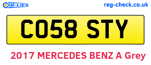 CO58STY are the vehicle registration plates.