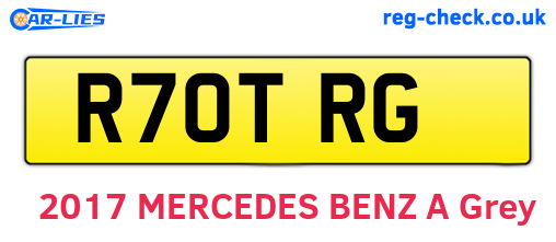 R70TRG are the vehicle registration plates.