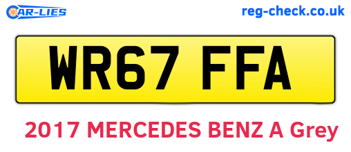 WR67FFA are the vehicle registration plates.
