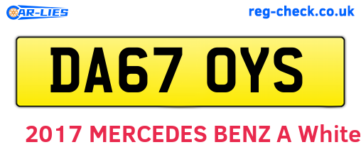 DA67OYS are the vehicle registration plates.