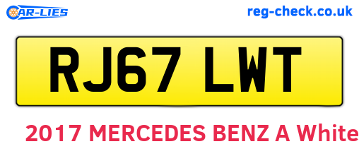 RJ67LWT are the vehicle registration plates.