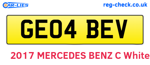 GE04BEV are the vehicle registration plates.