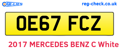 OE67FCZ are the vehicle registration plates.