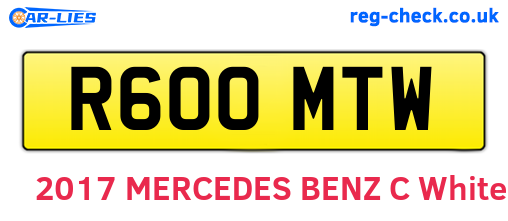 R600MTW are the vehicle registration plates.