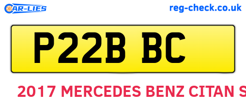 P22BBC are the vehicle registration plates.