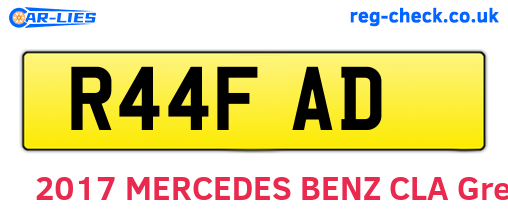 R44FAD are the vehicle registration plates.