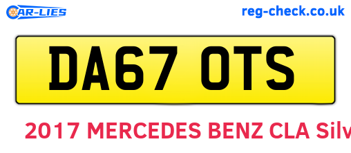DA67OTS are the vehicle registration plates.