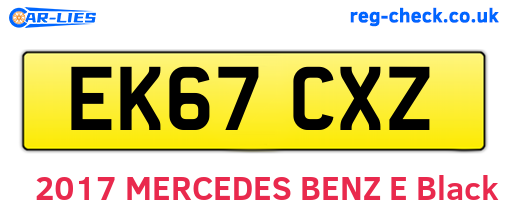 EK67CXZ are the vehicle registration plates.