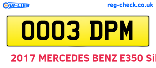 OO03DPM are the vehicle registration plates.