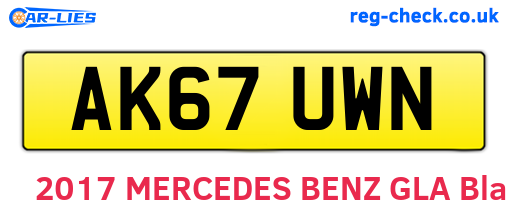 AK67UWN are the vehicle registration plates.