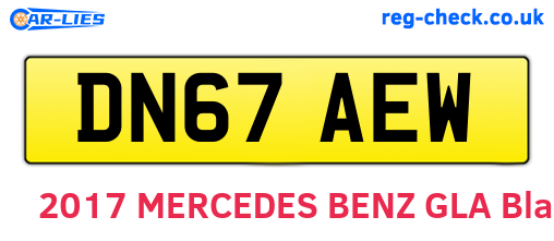 DN67AEW are the vehicle registration plates.