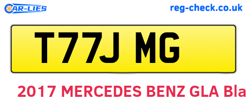 T77JMG are the vehicle registration plates.