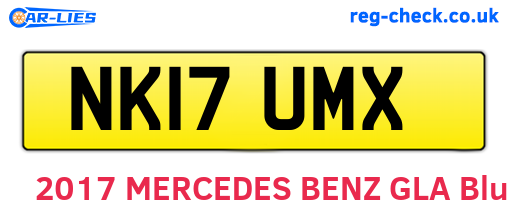 NK17UMX are the vehicle registration plates.
