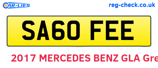 SA60FEE are the vehicle registration plates.