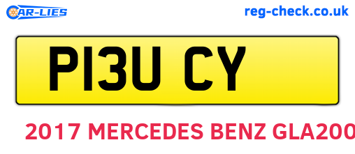 P13UCY are the vehicle registration plates.