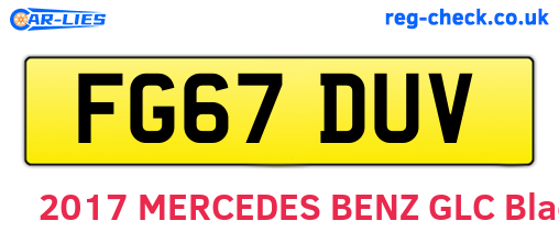 FG67DUV are the vehicle registration plates.