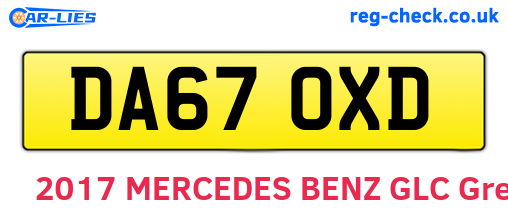 DA67OXD are the vehicle registration plates.