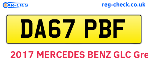 DA67PBF are the vehicle registration plates.