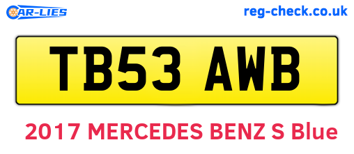 TB53AWB are the vehicle registration plates.