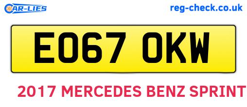 EO67OKW are the vehicle registration plates.