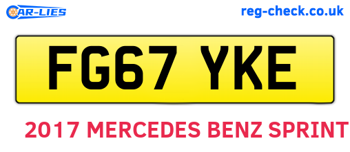 FG67YKE are the vehicle registration plates.