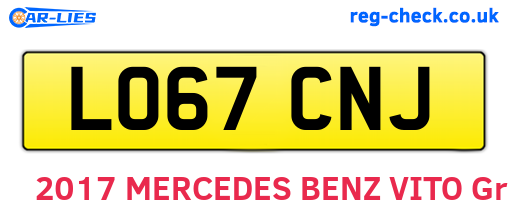 LO67CNJ are the vehicle registration plates.