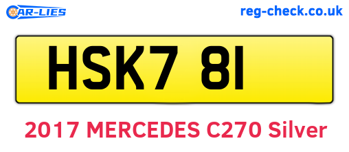HSK781 are the vehicle registration plates.