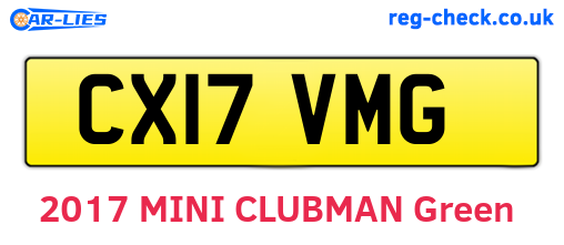 CX17VMG are the vehicle registration plates.