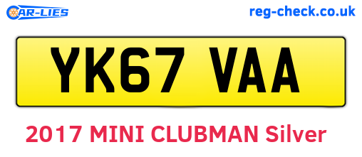 YK67VAA are the vehicle registration plates.