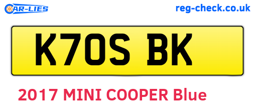 K70SBK are the vehicle registration plates.
