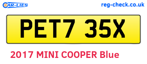 PET735X are the vehicle registration plates.
