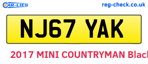 NJ67YAK are the vehicle registration plates.