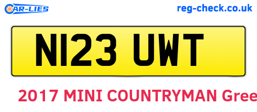 N123UWT are the vehicle registration plates.