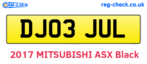 DJ03JUL are the vehicle registration plates.