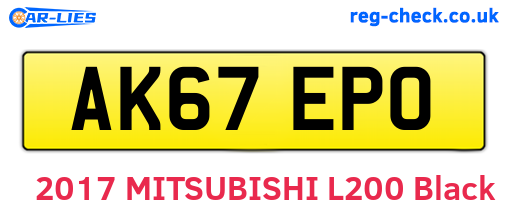AK67EPO are the vehicle registration plates.