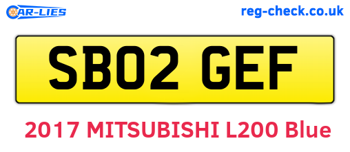 SB02GEF are the vehicle registration plates.