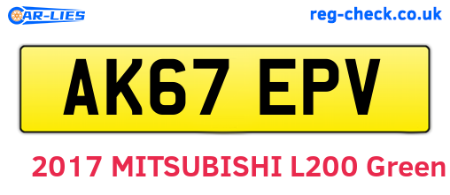 AK67EPV are the vehicle registration plates.