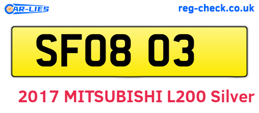 SFO803 are the vehicle registration plates.