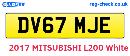 DV67MJE are the vehicle registration plates.