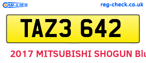 TAZ3642 are the vehicle registration plates.