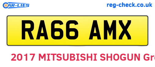 RA66AMX are the vehicle registration plates.