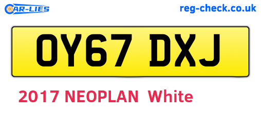 OY67DXJ are the vehicle registration plates.