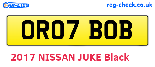 OR07BOB are the vehicle registration plates.