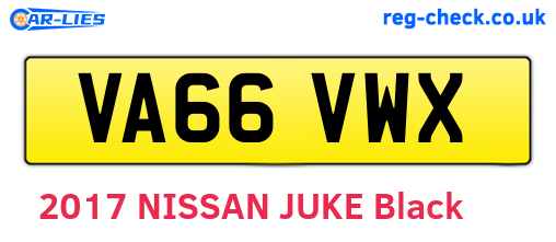 VA66VWX are the vehicle registration plates.