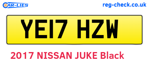 YE17HZW are the vehicle registration plates.