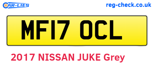 MF17OCL are the vehicle registration plates.
