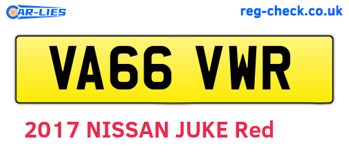 VA66VWR are the vehicle registration plates.
