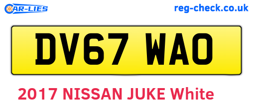 DV67WAO are the vehicle registration plates.